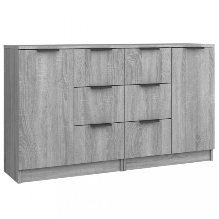 Servante, 2 buc., sonoma gri, 60x30x70 cm, lemn prelucrat