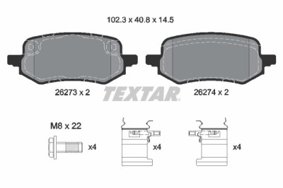 TEXTAR 2627301 set placute frana,frana disc foto