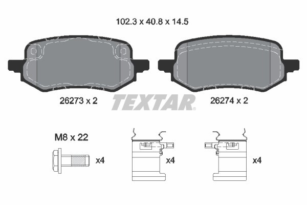 TEXTAR 2627301 set placute frana,frana disc
