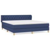 Cumpara ieftin Pat continental cu saltea, albastru, 160x200cm, material textil