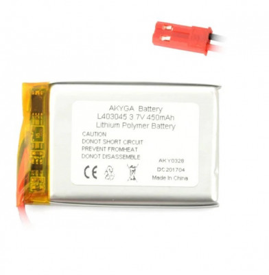 Acumulator Lithium Poliymer 12209 450mAh 1S 3.7V conector JST-BEC 45x30x4mm AKYGA Battery foto