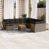 Gossi set canapea de gradina cu perne, 12 piese, gri, poliratan