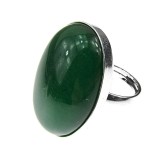 Inel argint reglabil masiv cu agata verde 25x18 MM