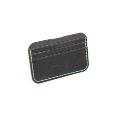 Portcard minimalist din piele naturala, lucrat si cusut manual, Leto, Handmade, Negru, Produs in Romania