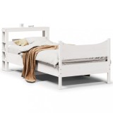 VidaXL Cadru de pat cu tăblie, alb, 75x190 cm, lemn masiv de pin