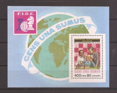 Madagascar1984 - A 60-a aniversare a Asociației Internaționale de Șah,colita,MNH foto