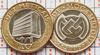 1570 Mozambic 10 Meticais 2006 Central Bank building km 140 UNC foto