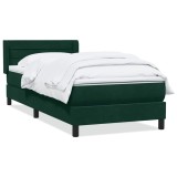 Cumpara ieftin Pat box spring cu saltea, verde inchis, 80x220 cm, catifea