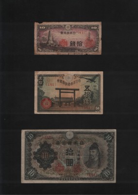 Set Japonia 10+50 sen +10 yen 1944 Showa year 19 foto