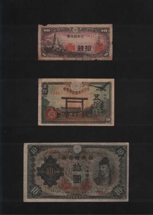 Set Japonia 10+50 sen +10 yen 1944 Showa year 19