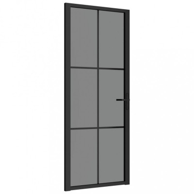 Ușă de interior, 83x201,5 cm, negru, sticlă ESG și aluminiu foto
