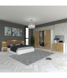 Dormitor complet Porto Sonoma 180x200 cm: pat, sifonier, noptiere, comoda. Nu include salteaua!