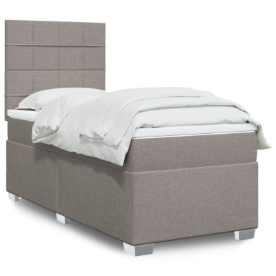 vidaXL Pat box spring cu saltea, gri taupe, 80x200 cm, textil 3290319 foto