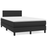 Cumpara ieftin Pat box spring cu saltea și LED, negru, 120x190 cm, piele eco