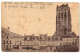 CPIB 23918 CARTE POSTALA - FURNES. TURNUL BISERICII SF. NICOLAE, GRAND PLACE, BELGIA, CIRCULATA, 1916, STAMPILE