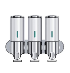 Set dispenser gel de dus, sampon, sapun lichid, balsam sau conditioner pentru baie, bucatarie, hotel, 3 X 500 ml, argintiu