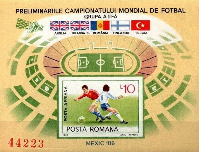 Romania 1985 CM Football imperf. sheet Mi.B219 MNH DF.021