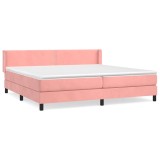Cumpara ieftin Pat box spring cu saltea, roz, 200x200 cm, catifea