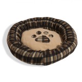 Pat animale, pentru caini si pisici, pufos, calduros, antialunecare, maro cu labute, 60 X 11 cm, STM1092, Oem