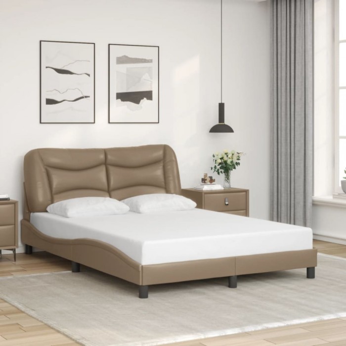 vidaXL Cadru de pat fără saltea, Hvar, cappuccino, 120x200 cm, piele ecologică 3207992