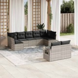 VidaXL Set canapele de grădină cu perne, 9 piese gri deschis poliratan