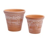 Cumpara ieftin Set 2 ghivece flori teracota maro 14 x 14 cm, 17 x 17 cm