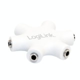 Splitter adaptor Jack 3.5 mm mama x6 stereo +cu cablu 0.2m alb LOGILINK CA1088