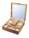 Cumpara ieftin Caseta de bijuterii piele ecologica Crem / Albastra / Roz cu oglinda WZ4783