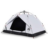 Cumpara ieftin Cort de camping 2 persoane, alb opac, setare rapida, tesatura