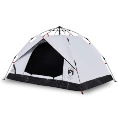 Cort de camping 2 persoane, alb opac, setare rapida, tesatura foto