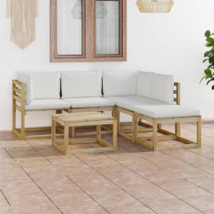 vidaXL Set mobilier de grădină cu perne crem, 6 piese foto