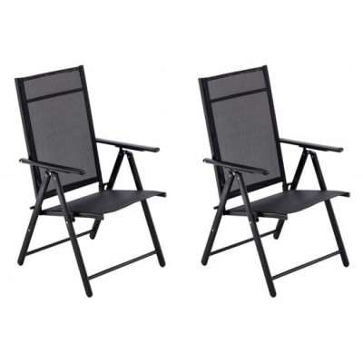 Set 2 scaune gradina/terasa, pliabile, otel, negru, 60x58x100 cm, Chomik GartenVIP DiyLine foto