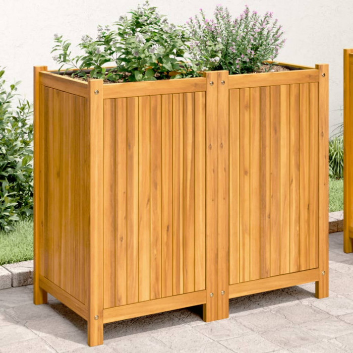 vidaXL Jardinieră de grădină cu căptușeală, 84x42x75 cm, lemn acacia