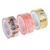 Set Benzi Adezive Washi Tape, Model Fluturi, Multicolor, 3 Bucăți, 5mx1.5cm, Oem