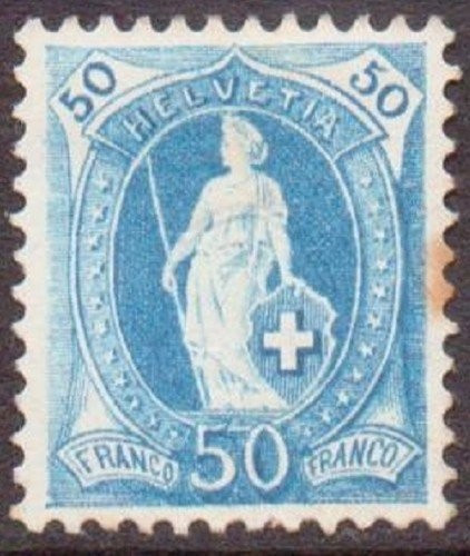 Switzerland 1882 Helvetia, 50c blue, perf. 11 1/2 x 11, Mi.62C, MH AM.238