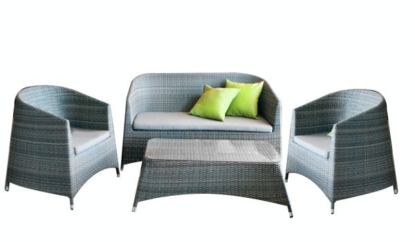 Set mobilier terasa,gradina RAKI RONDONIA din ratan 4 piese masa, canapea si 2 fotolii culoare gri. Set mobilier terasa,gradina RAKI RONDONIA din ratan 4 piese masa, canapea si 2 fotolii culoare gri.