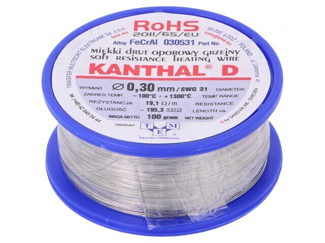 Fir de rezistență 0,3mm 19,1&Omega;/m 0,1kg