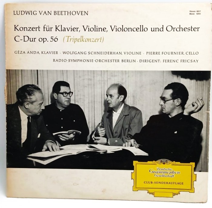 Beethoven, Geza Anda, Pierre Fournier - Konzert F&uuml;r Klavier, Violine, Violoncello Und Orchester C-Dur Op. 56 NM / VG+ vinil LP muzica clasica