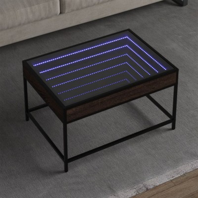 vidaXL Măsuță de cafea cu LED infinity, stejar maro, 70x50x41 cm foto