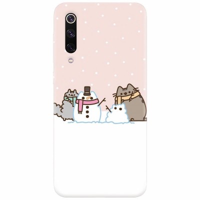 Husa silicon pentru Xiaomi Mi 9, Cat And Snowman foto
