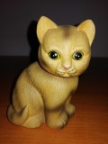 Statueta Figurina pisica tigrata portocalie roscata ceramica vintage made in Taiwan