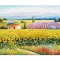 Tablou GIGANT peisaj cu floarea soarelui si lavanda pictat manual, Colt de rai, 150x100cm ulei pe panza in cutit efect 3D