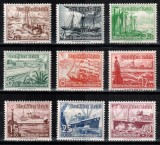 Germania Reich 1937, Mi #651-659, navigatie, vapoare, corabii, pescuit, MNH! Cota 100 &euro;!