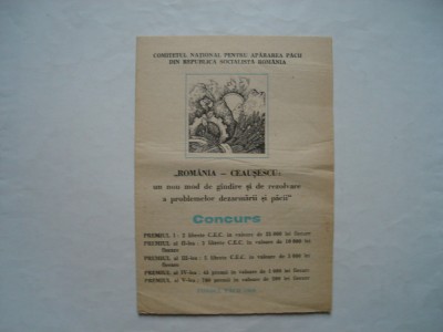 Pliant &amp;quot;Romania - Ceausescu: un nou mod de gandire si de rezolvare a pacii&amp;quot; foto