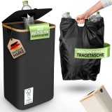 Cos de depozitare pentru sticle Gl&uuml;ckstoff&reg;, poliester/bambus, negru/natur, 70 x 41 x 33,5 cm