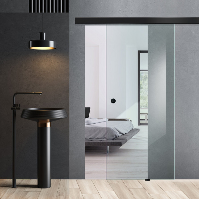 Usa glisanta Boss &reg; Black, 95x215 cm, sticla 8 mm Gri securizata, culisanta in ambele directii