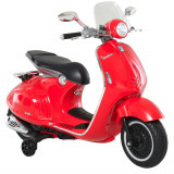 Cumpara ieftin HOMCOM Motocicleta Electrica pentru Copii 3+ Ani cu Licenta Vespa, Motocicleta Jucarie din PP, Otel, 2 Roti Suplimentare, 108x49x75cm Rosie | Aosom RO