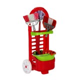 Set carucior cu 5 accesorii pentru curatenie, multicolor, +3 ani, 28x18x51 cm