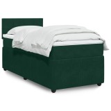 vidaXL Pat continental cu saltea, verde &icirc;nchis, 80x200 cm, catifea 3287599