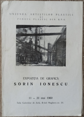 Pliant expozitia de grafica Sorin Ionescu 1960 foto